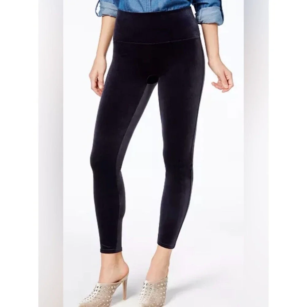 SPANX Black High-Waist Velvet Leggings. Sz 1X. Super soft and luxurious. goth